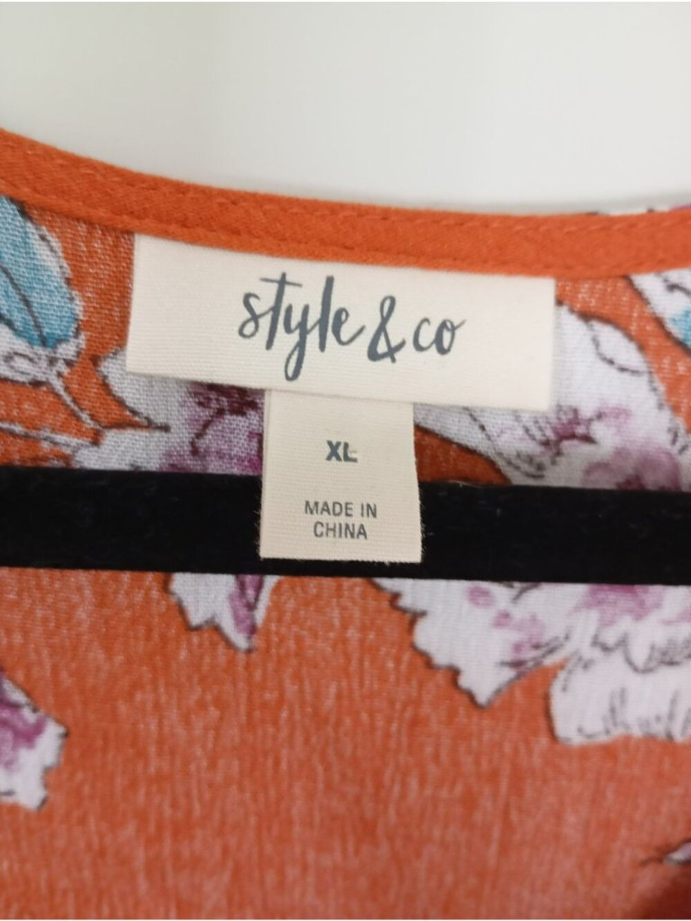 Style & Co Floral Tie-Front Kimono Top Orange Multicolor Size XL Womens - Picture 2 of 9